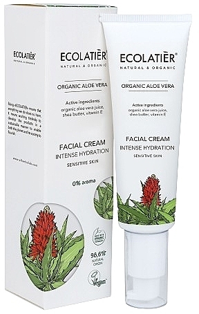 Krem do twarzy z kwasami AHA 5% - Ecolatier Organic Aloe Vera Cream — Zdjęcie N2