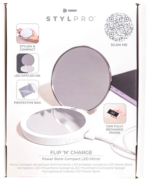 Lusterko - Stylideas Stylpro Flip 'N' Charge Power Bank LED Mirror — Zdjęcie N2