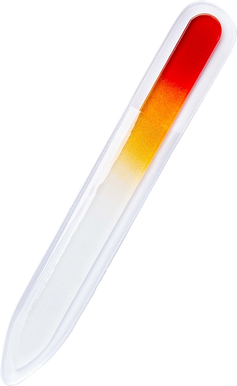 Szklany pilnik do paznokci, czerwono-pomarańczowy - Tools For Beauty Glass Nail File With Rainbow Print  — Zdjęcie N1