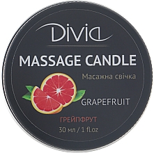 Grejpfrutowa świeca do masażu rąk i ciała, Di1570 - Divia Massage Candle Hand & Body Grapefruit Di1570 (30 ml) — Zdjęcie N1