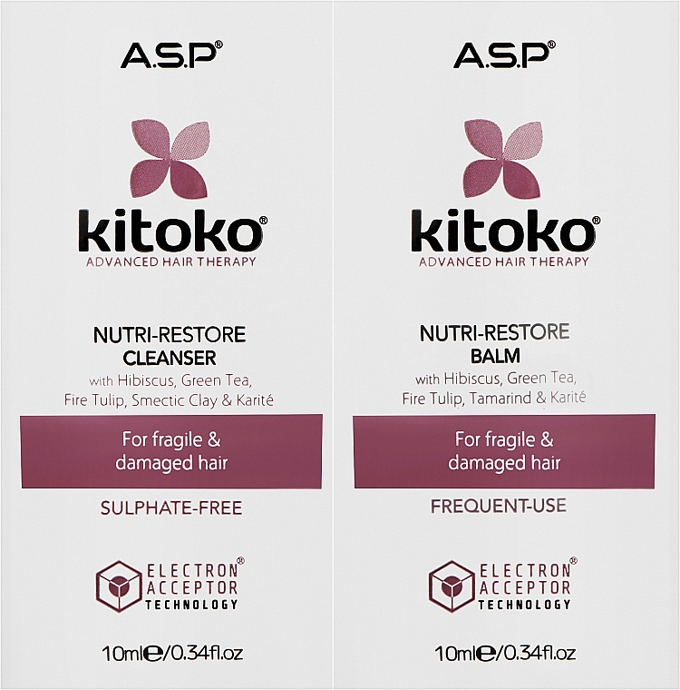 Zestaw - Affinage Salon Professional Kitoko Nutri-Restore Cleanser & Balm Sachet Duo (h/sham/10ml + h/balm10ml) — Zdjęcie N1