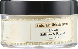 Kup Krem przeciwstarzeniowy na zmarszczki i plamy starcze Szafran i papaja - Khadi Natural Saffron & Papaya Anti Wrinkle Cream