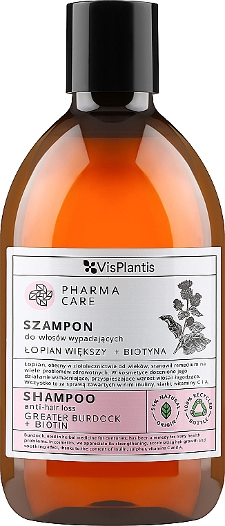 Szampon przeciw wypadaniu włosów Łopian + Biotyna - Vis Plantis Pharma Care Greater Burdock + Biotyn Shampoo — Zdjęcie N1