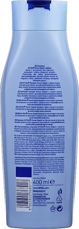 Rewitalizujący szampon do włosów z olejkiem manojowym i skwalanem - NIVEA Power Repair Shampoo — Zdjęcie N2