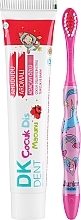 Pasta do zębów malinowa + różowa szczoteczka - Dermokil DKDent (toothpaste/50ml + brush/1pcs) — Zdjęcie N2