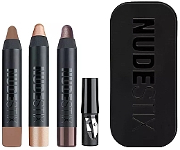 Zestaw - Nudestix Bright Nude Eyes Mini Kit (eye/pencil/3x2.5g) — Zdjęcie N1