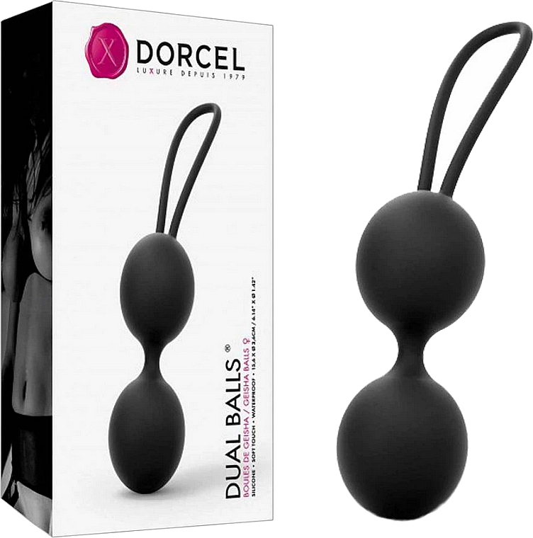 Kulki gejszy do ćwiczeń mięśni kegla - Marc Dorcel Dual Balls Black  — Zdjęcie N1