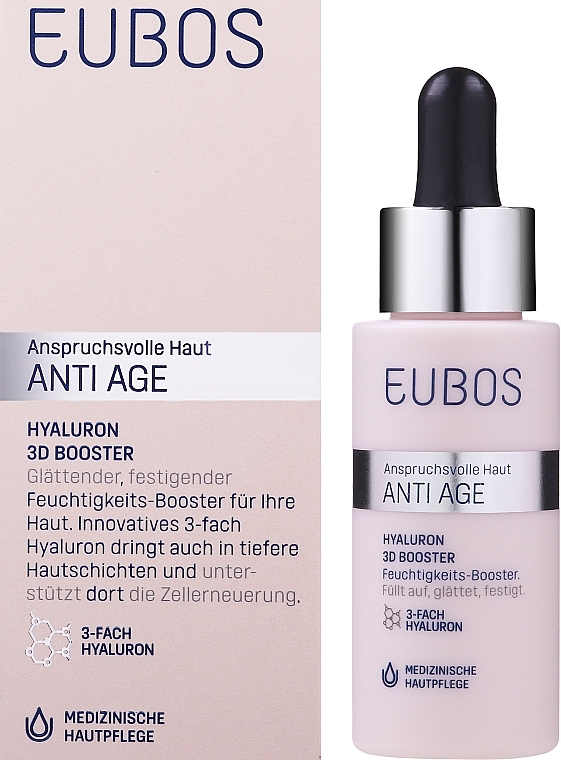 Przeciwzmarszczkowe serum do twarzy z kwasem hialuronowym - Eubos Med Anti Age Hyaluron 3D Booster — Zdjęcie N2
