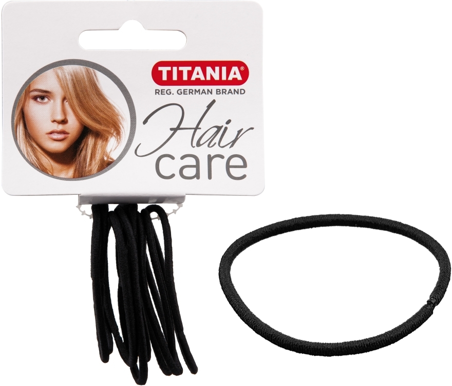 Czarne elastyczne gumki do włosów (gr. 2 mm, 9 szt.) - Titania — Zdjęcie N1