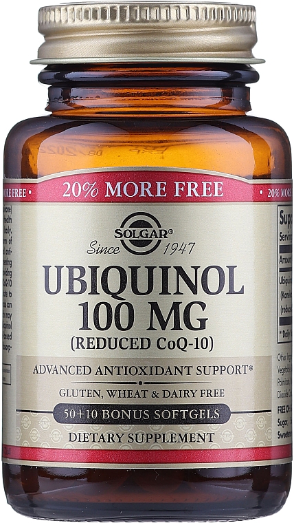 Suplement diety Ubichinol 100 mg - Solgar Ubiquinol (reduced CoQ-10) — Zdjęcie N1