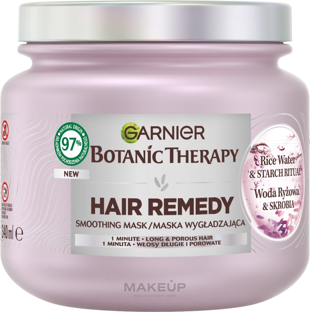 Maska wygładzająca do włosów długich i porowatych Woda ryżowa i skrobia - Garnier Botanic Therapy Hair Remedy — Zdjęcie 340 ml