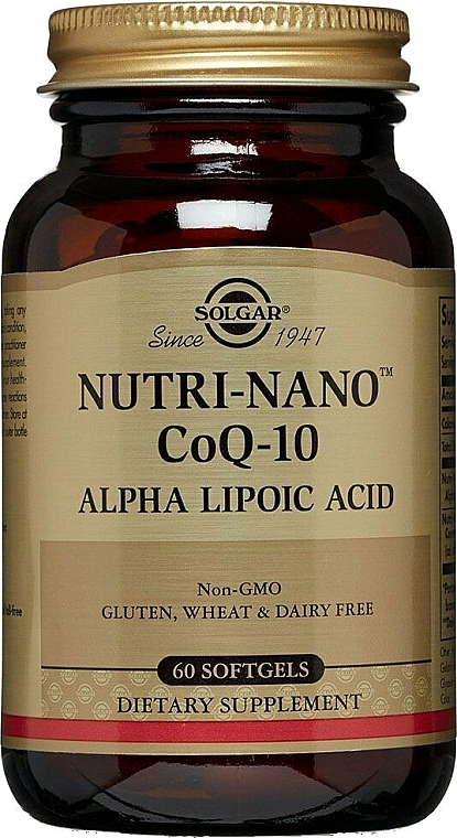 Suplement diety Kwas alfa liponowy w żelowych kapsułkach - Solgar Nutri-Nano CoQ-10 — Zdjęcie N1