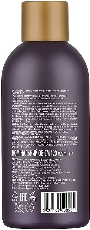 Emulsja utleniająca 3% - Demira Professional Acti-Vol Cream — Zdjęcie N3