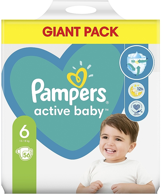 Pieluchy Active Baby 6 (13-18 kg), 56 szt - Pampers — Zdjęcie N2