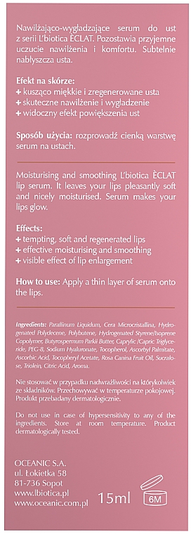 Nawilżające hialuronowe serum do ust z olejkiem różanym - L'biotica Eclat Lip Glow — Zdjęcie N4