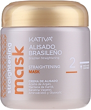 Zestaw do keratynowego prostowania włosów - Kativa Alisado Brasileno Con Glyoxylic & Keratina Vegetal Kit (shm 15 ml + mask 150 ml + shm 30 ml + cond 30 ml) — Zdjęcie N3