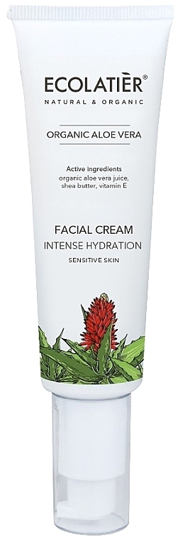 Krem do twarzy z kwasami AHA 5% - Ecolatier Organic Aloe Vera Cream — Zdjęcie N1