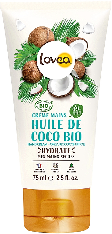 Krem do rąk z olejem kokosowym - Lovea Hand Cream Organic Coco Oil  — Zdjęcie N1