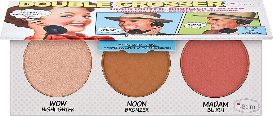 Paletka do makijażu twarzy - TheBalm Double Crosser Highlighter Bronzer & Blush Palette