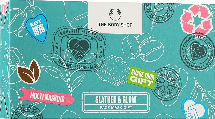 PRZECENA! Zestaw, 5 produktów - The Body Shop Slather & Glow Face Mask Gift Christmas Gift Set * — Zdjęcie N2