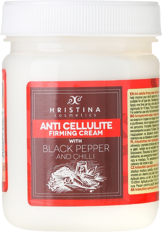 Antycellulitowy krem ujędrniający Czarny pieprz i chili - Hristina Cosmetics Anti Cellulite Firming Cream — Zdjęcie N1