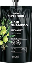 Kup Szampon zwiększający objętość włosów Oliwka i tymianek - Café Mimi Super Food Hair Shampoo Super Volume & Growth Olive & Thyme