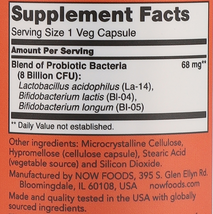 Kapsułki wegetariańskie na zdrową florę jelitową - Now Foods 8 Billion Acidophilus & Bifidus — Zdjęcie N9