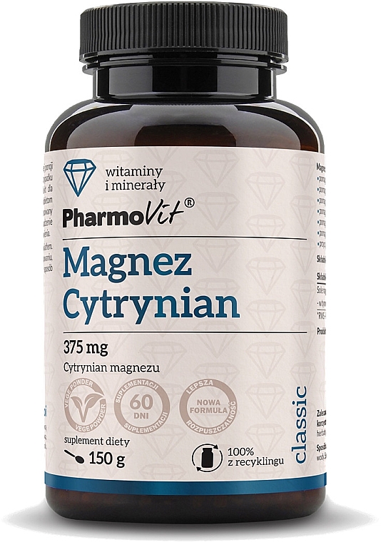 Suplement diety Cytrynian magnezu - PharmoVit Classic Magnesium Citrate 375mg — Zdjęcie N1