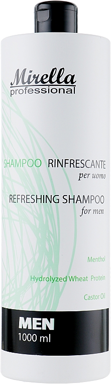 Szampon do włosów dla mężczyzn, z mentolem i olejkiem rycynowym - Mirella Professional Shampoo — Zdjęcie N3