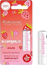 Naturalny nawilżający balsam do ust Malina - 4Organic Natural Lip Balm Raspberry — Zdjęcie N1