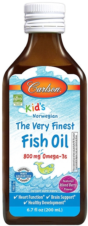 Olej rybny o smaku jagodowym, 800mg - Carlson Labs Kid's The Very Finest Fish Oil — Zdjęcie N1