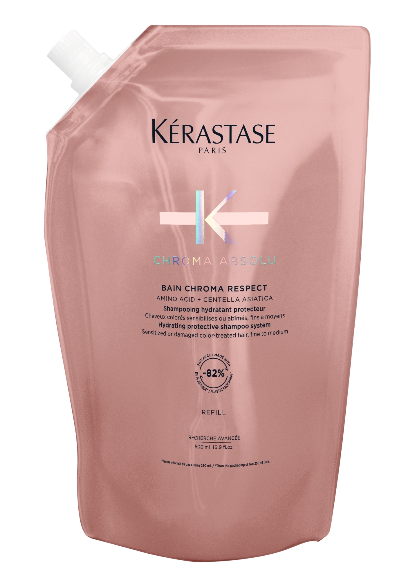 Odżywczy szampon chroniący włosy farbowane, wrażliwe i zniszczone - Kerastase Chroma Absolu Bain Chroma Respect (uzupełnienie) — Zdjęcie 500 ml