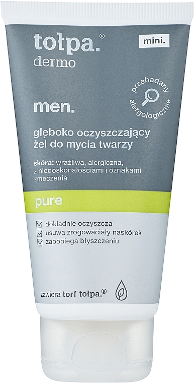 Głęboko oczyszczający żel do mycia twarzy - Tołpa Dermo Men Pure