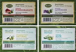 Zestaw mydeł Naturalne, lawenda, granat, aloes - Kalliston Set 4 Soaps Traditional (soap/4x100g) — Zdjęcie N1