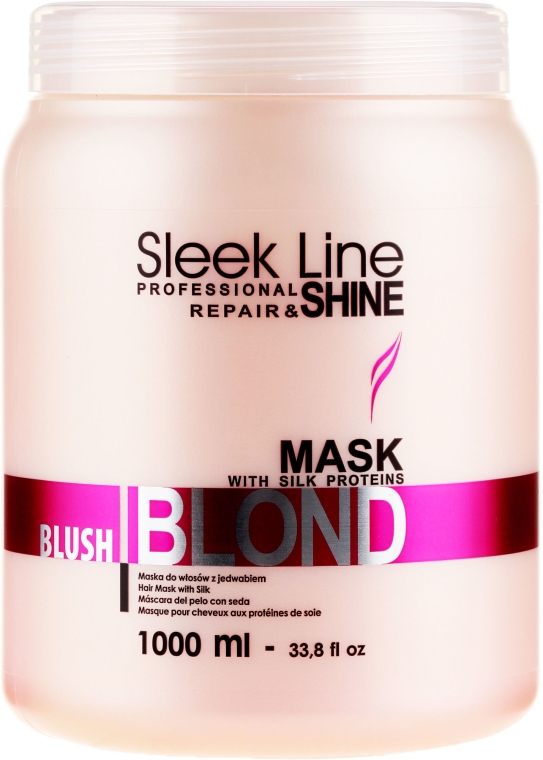 Maska do włosów blond nadająca różowy odcień - Stapiz Sleek Line Blush Blond Mask — Zdjęcie N3