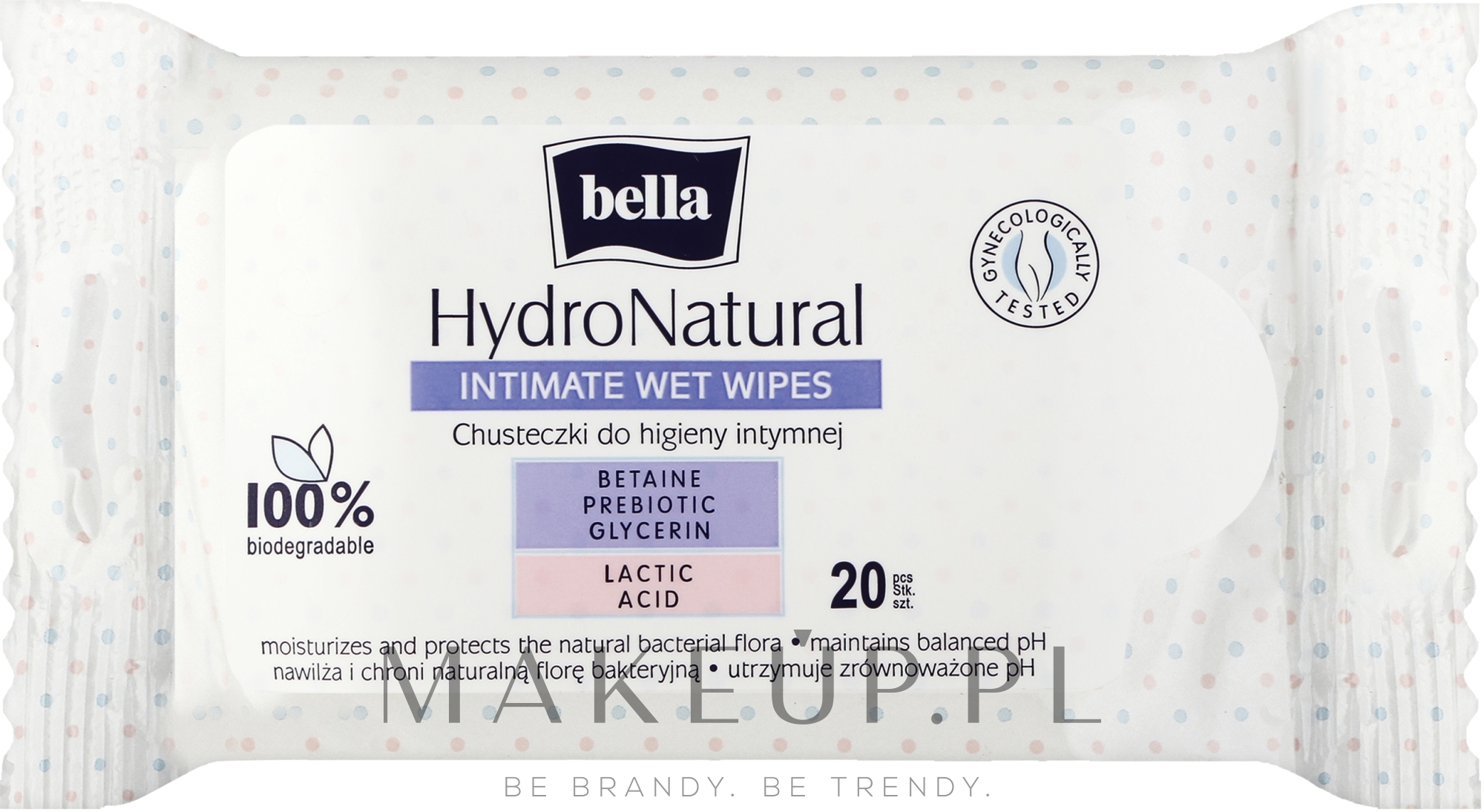 Chusteczki do higieny intymnej, 20 szt. - Bella Hydro Natural Wet Wipes — Zdjęcie 20 szt.