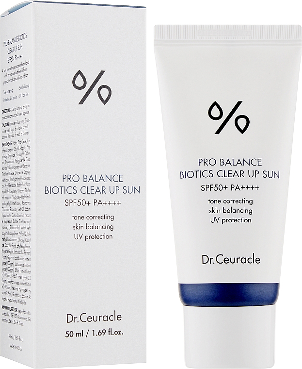 Probiotyczny krem rozświetlający do opalania - Dr.Ceuracle Pro Balance Biotics Clear Up Sun SPF50+ — Zdjęcie N2