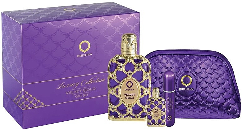 Orientica Velvet Gold - Zestaw (edp/80ml + edp/7,5ml + atom/1pcs + bag/1pcs) — Zdjęcie N1