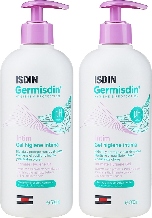 Zestaw - Isdin Germisdin Intim Intimate Hygiene Gel Duo (intim/gel/2x500ml) — Zdjęcie N2