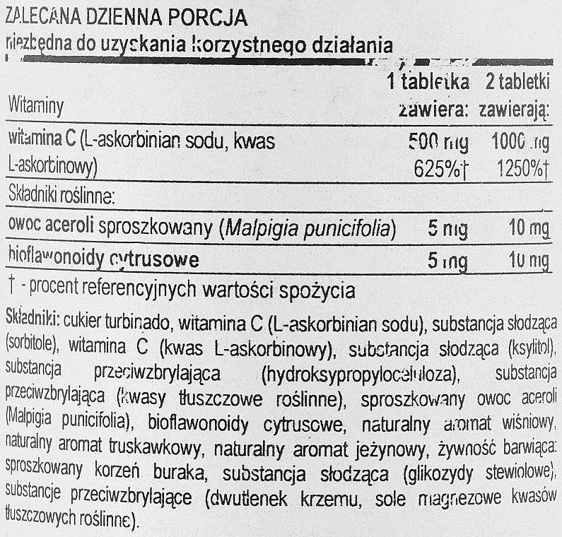 Witamina C-500 w tabletkach do żucia o smaku wiśniowo-jagodowym - Now Foods C-500 Chewable Cherry-Berry Tablets — Zdjęcie N3