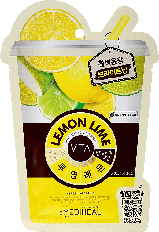 Rozświetlająco-energetyzująca maska do twarzy z cytryną i limonką - Mediheal Lemonlime Vita Mask