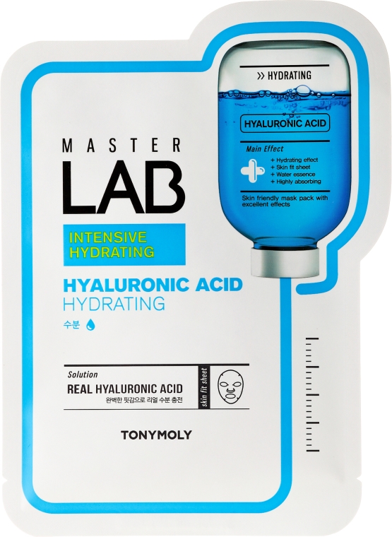 Nawilżająca maska na tkaninie do twarzy z kwasem hialuronowym - Tony Moly Master Lab Hyaluronic Acid Mask — Zdjęcie N1