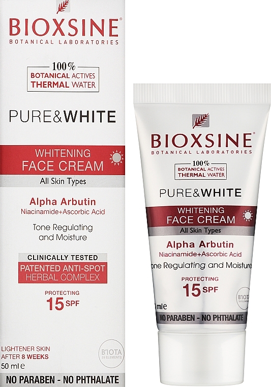 Wybielający krem do twarzy - Bioxine Pure & White Whitening Face Cream SPF15 — Zdjęcie N2