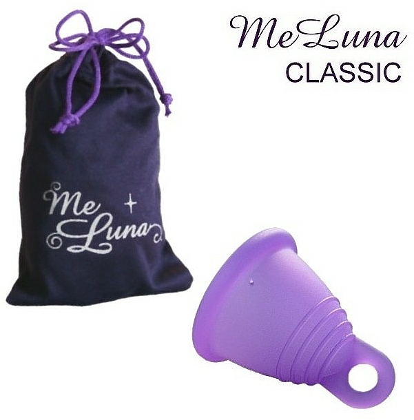 Kubeczek menstruacyjny, rozmiar M, fioletowy - MeLuna Classic Shorty Menstrual Cup Ring — Zdjęcie N1