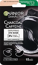 Kojące płatki pod oczy - Garnier SkinActive Charcoal Caffeine Depuffing Eye Mask — Zdjęcie N1