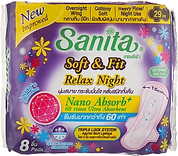 Kup Podpaski na noc ze skrzydełkami, 35 cm, 8 szt. - Sanita Soft & Fit Relax Night Wing Cottony Soft