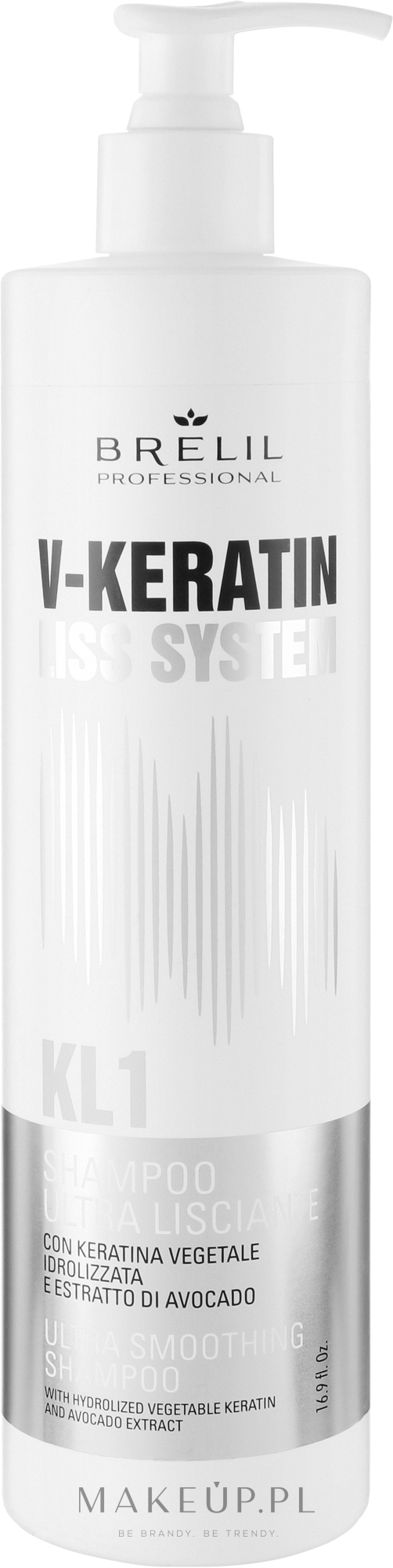 Szampon wygładzający - Brelil V-Keratin Liss System KL1 Ultra Smoothing Shampoo — Zdjęcie 500 ml