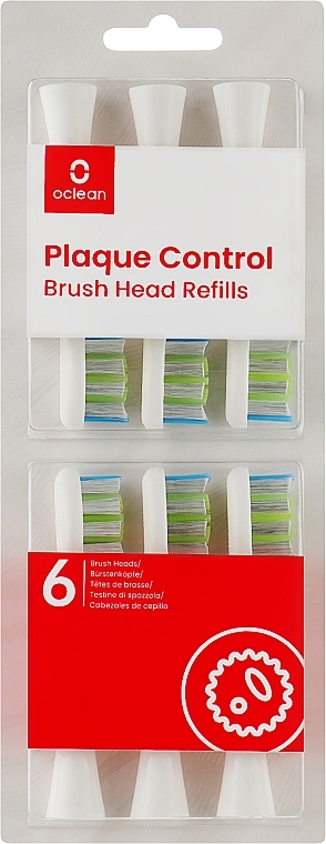Końcówki do szczoteczki do czyszczenia Plaque Control Medium, 6 szt., białe - Oclean Brush Heads Refills — Zdjęcie N1