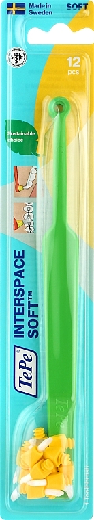 Szczoteczka międzyzębowa z nasadkami, zielona - TePe Interspace Soft — Zdjęcie N1