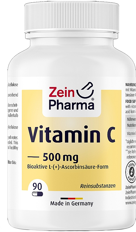 Witamina C w kapsułkach, 500 mg - ZeinPharma Vitamin C 500 mg — Zdjęcie N1
